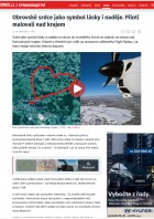  Obrovské srdce jako symbol lásky i naděje. Piloti malovali nad krajem